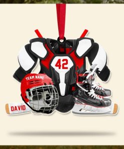 Hockey Gear Personalized Acrylic Ornament, Christmas Tree Decor For Hockey Players