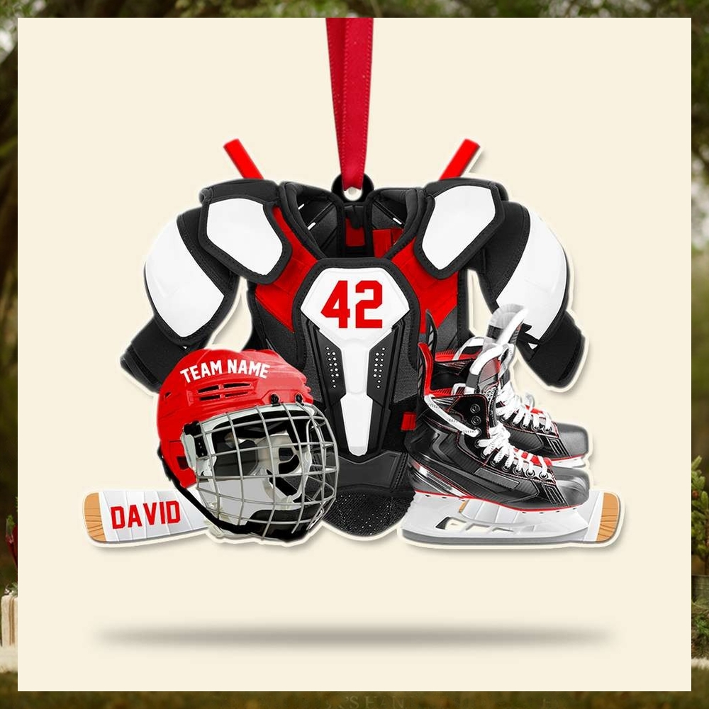 Hockey Gear Personalized Acrylic Ornament, Christmas Tree Decor For Hockey Players Hockey Gear Personalized Acrylic Ornament, Christmas Tree Decor For Hockey Players