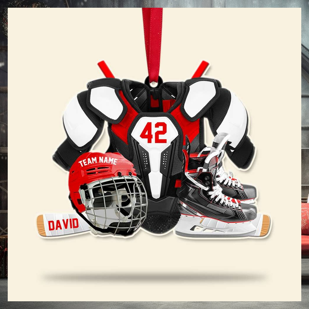Hockey Gear Personalized Acrylic Ornament, Christmas Tree Decor For Hockey Players Hockey Gear Personalized Acrylic Ornament, Christmas Tree Decor For Hockey Players