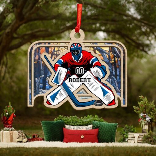 Hockey Goal Personalized Suncatcher Ornament