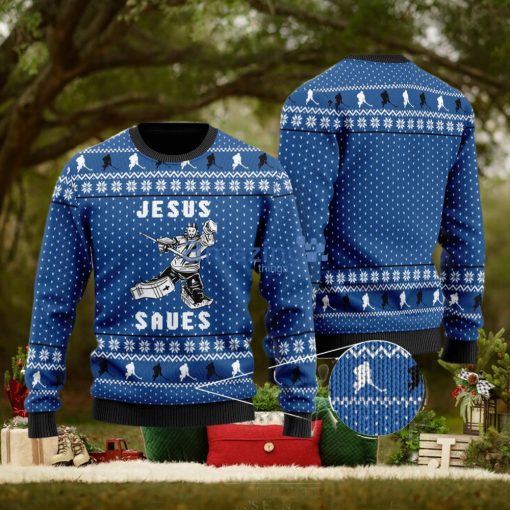 Hockey Jesus Saves 3D Ugly Christmas Sweater Xmas Christmas Gifts