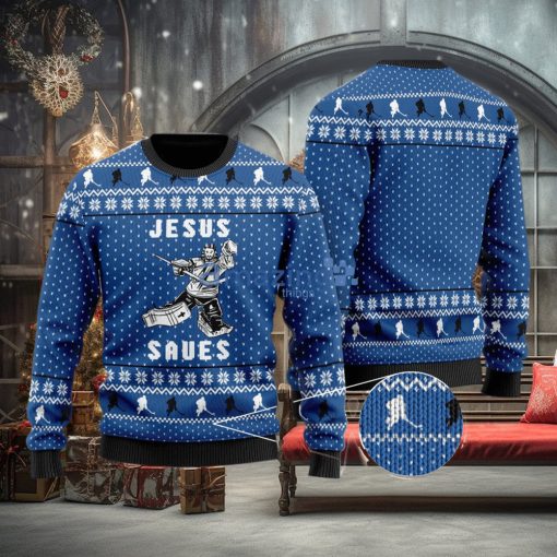 Hockey Jesus Saves 3D Ugly Christmas Sweater Xmas Christmas Gifts