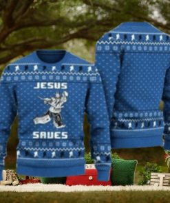 Hockey Jesus Saves Ugly Christmas Sweater