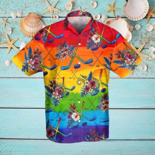 Hockey LGBT Hawaiian Shirt For Supporting LGBT, Hockey Lover Gift Idea