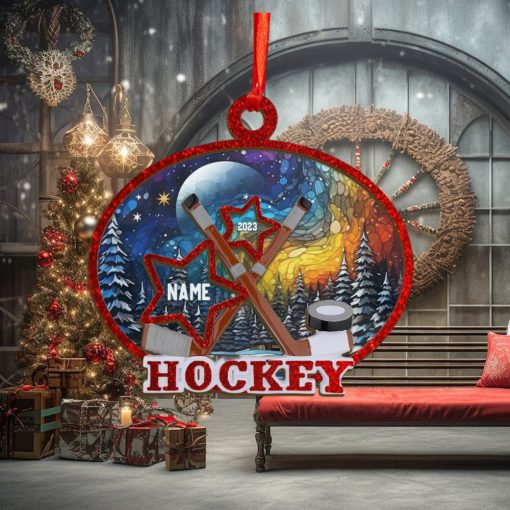 Hockey Lover Personalized Suncatcher Ornament