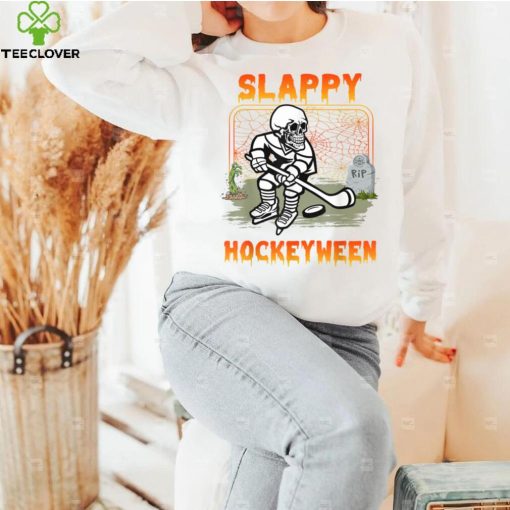 Hockey Slappy Hockeyween Skeleton Halloween Costume T Shirt