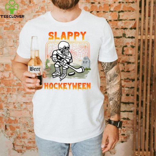 Hockey Slappy Hockeyween Skeleton Halloween Costume T Shirt