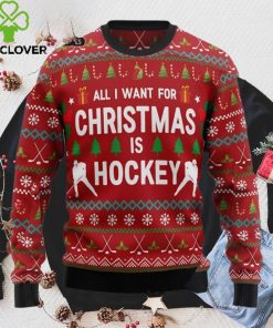 Hockey Ugly Christmas Sweater, All I Want For Christmas Is Hockey