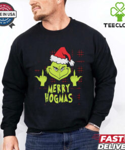Hogmas Grinch Santa middle finger Christmas shirt
