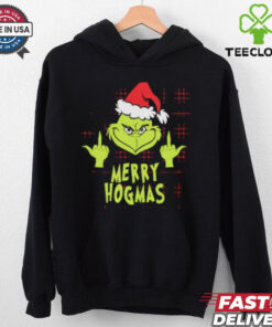 Hogmas Grinch Santa middle finger Christmas shirt