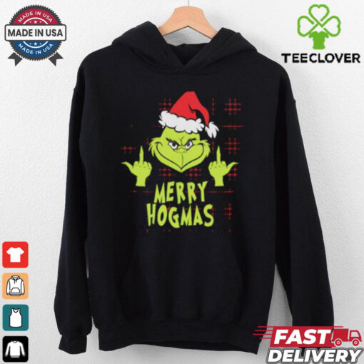 Hogmas Grinch Santa middle finger Christmas shirt