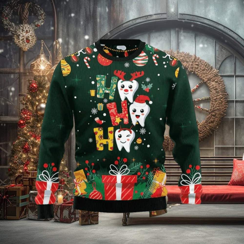 Hohoho Teeth Ugly Christmas Sweater Hohoho Teeth Ugly Christmas Sweater