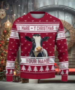Holstein Cow Mare Y Christmas Ugly Sweater Xmas, Custom Cow Ugly Sweatshirt Gift For Farmer Cow Lover