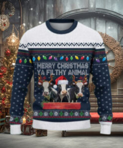Holstein Cow Merry Christmas Ugly Sweater Xmas, Custom Cow Ugly Sweatshirt Gift For Farmer Cow Lover
