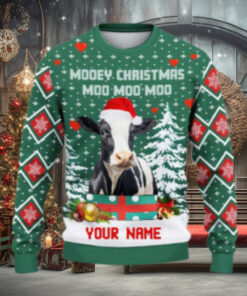 Holstein Moo Moo Moo Ugly Sweater Xmas, Custom Cow Ugly Sweatshirt Gift For Farmer Cow Lover