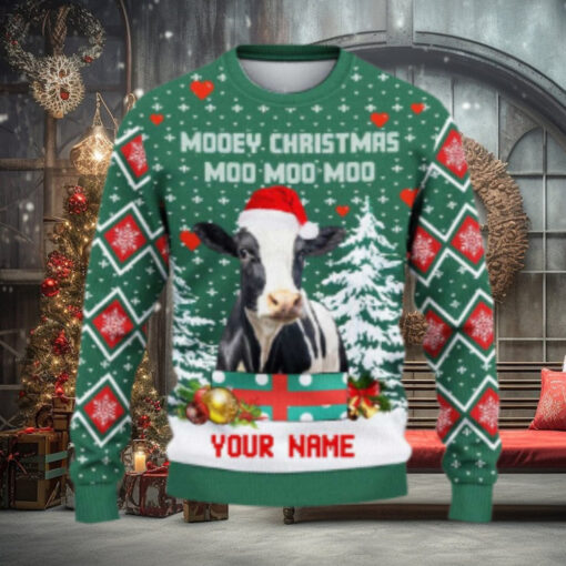 Holstein Moo Moo Moo Ugly Sweater Xmas, Custom Cow Ugly Sweatshirt Gift For Farmer Cow Lover