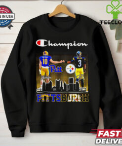 Holstein vs Wilson Champion Pittsburgh Football Players Signature Shirt, featuring signatures from standout players Holstein and Wilson alongside bold Pittsburgh team graphics. Perfect for fans honoring these champions and their contributions to the team.