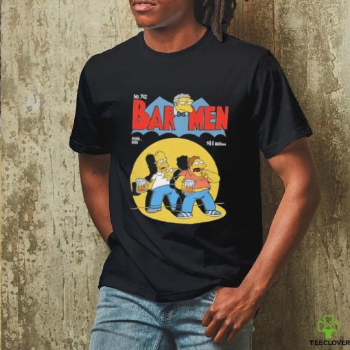 Homer Barney and Moe in the style of of a vintage Batman comic cover shirt
