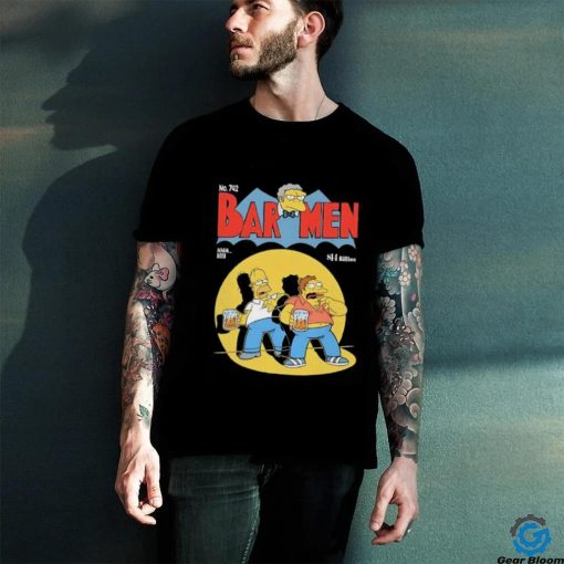 Homer Barney and Moe in the style of of a vintage Batman comic cover shirt