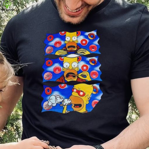 Homer Simpson smoking weed with Donuts shirt