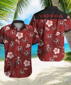 Honda Motor Dark Red Floral Tropical Hawaiian Shirt