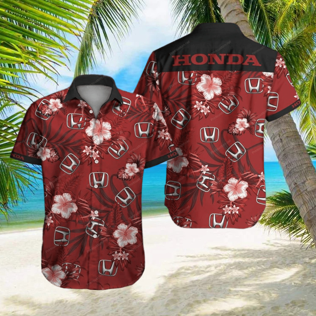 Honda Motor Dark Red Floral Tropical Hawaiian Shirt Honda Motor Dark Red Floral Tropical Hawaiian Shirt
