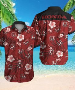 Honda Motor Dark Red Floral Tropical Hawaiian Shirt