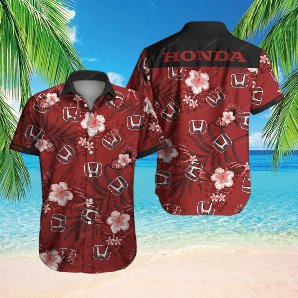 Honda Motor Dark Red Floral Tropical Hawaiian Shirt Honda Motor Dark Red Floral Tropical Hawaiian Shirt