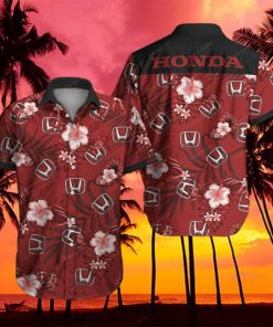 Honda Motor Dark Red Floral Tropical Hawaiian Shirt