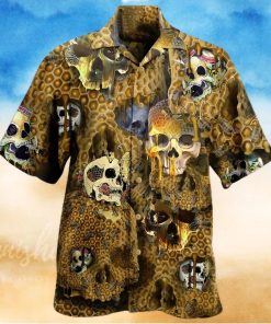 Honeybee Summer Men Yellow Skull Hawaiian Shirt