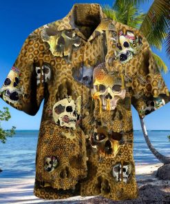 Honeybee Summer Men Yellow Skull Hawaiian Shirt