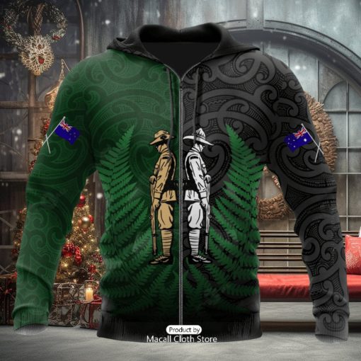 Honor And Respect Day Kiwi And Australia Soldier Hoodie 3D