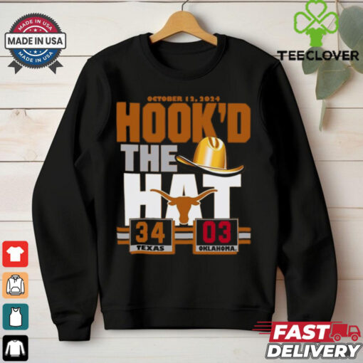 Hook’d The Hat Texas Longhorns 34 3 Oklahoma Sooners Red River Rivalry Shirt