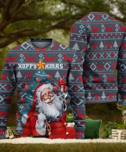 Hoppy Xmas Santa Claus Ugly Christmas Sweater Knitted Gift For Men And Women