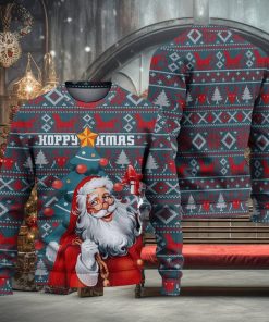 Hoppy Xmas Santa Claus Ugly Christmas Sweater Knitted Gift For Men And Women