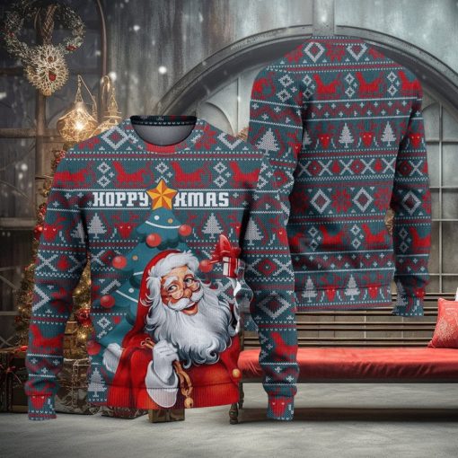 Hoppy Xmas Santa Claus Ugly Christmas Sweater Knitted Gift For Men And Women