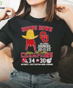 Horns Down Oklahoma Sooners 2023 Golden Hat Trophy Champions 34 30 shirt