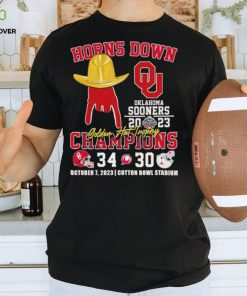 Horns Down Oklahoma Sooners 2023 Golden Hat Trophy Champions 34 30 hoodie, sweater, longsleeve, shirt v-neck, t-shirt