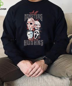 Horror Characters All Monsters Are Humans Halloween Shirt