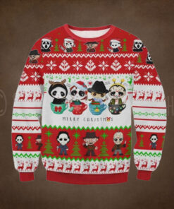 Horror Movie Cups Ugly Christmas Sweater