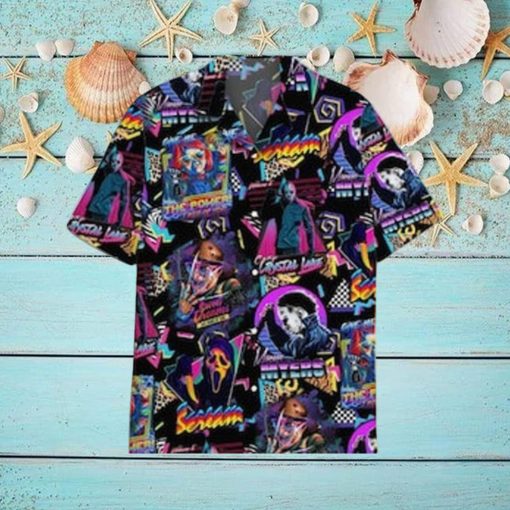 Horror Movie Retro Lapel Collar Hawaiian Shirt