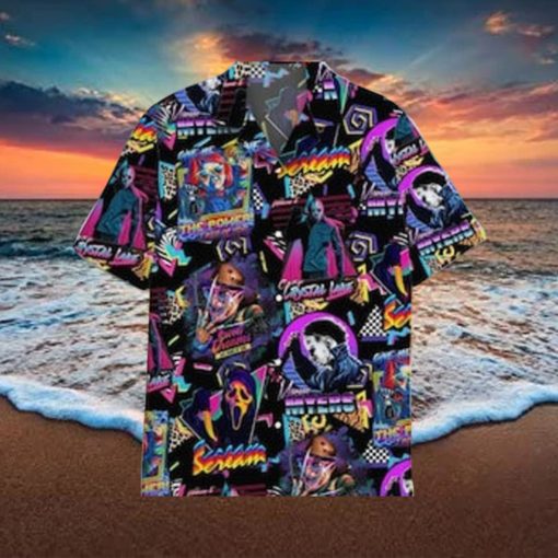 Horror Movie Retro Lapel Collar Hawaiian Shirt