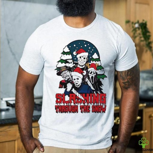 Horror Santa hat slashing through the snow hoodie, sweater, longsleeve, shirt v-neck, t-shirt