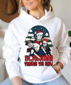 Horror Santa hat slashing through the snow hoodie, sweater, longsleeve, shirt v-neck, t-shirt