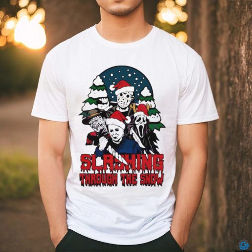 Horror Santa hat slashing through the snow hoodie, sweater, longsleeve, shirt v-neck, t-shirt