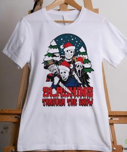 Horror Santa hat slashing through the snow hoodie, sweater, longsleeve, shirt v-neck, t-shirt