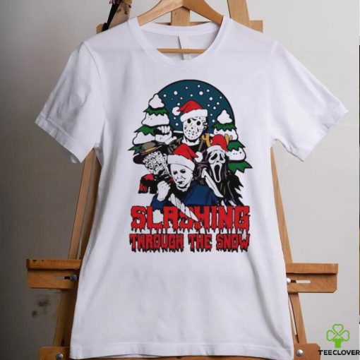 Horror Santa hat slashing through the snow hoodie, sweater, longsleeve, shirt v-neck, t-shirt