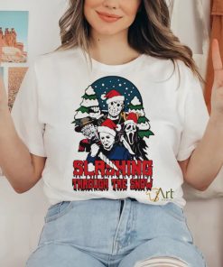 Horror Santa hat slashing through the snow hoodie, sweater, longsleeve, shirt v-neck, t-shirt