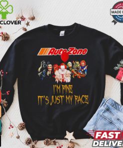 Horror movies Auto Zone I’m fine it’s just my face Halloween shirt