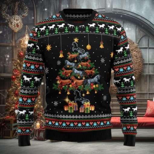 Horse Christmas Tree Black Ugly Christmas Sweater